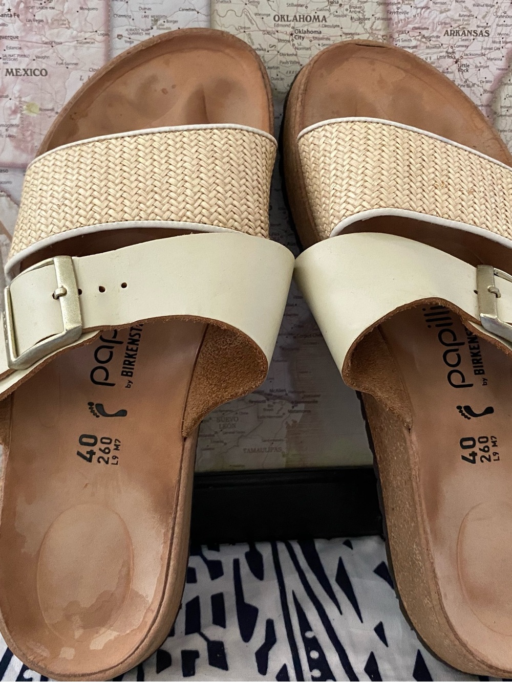 Pre-owned Papillio Arizona Beige Cork Platform Slide Sandals Sz 40/9 Women’s